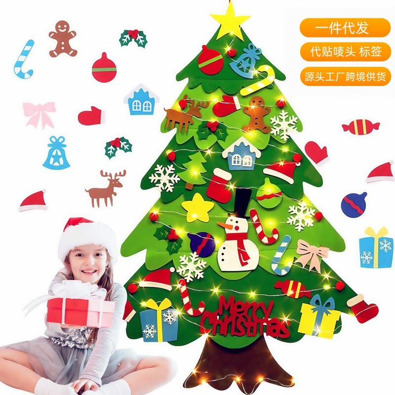 Cross-border felt Christmas tree DIY handmade decorations, three-dimensional hanging ornaments, non-woven Christmas decorations, large quantity at favorable price