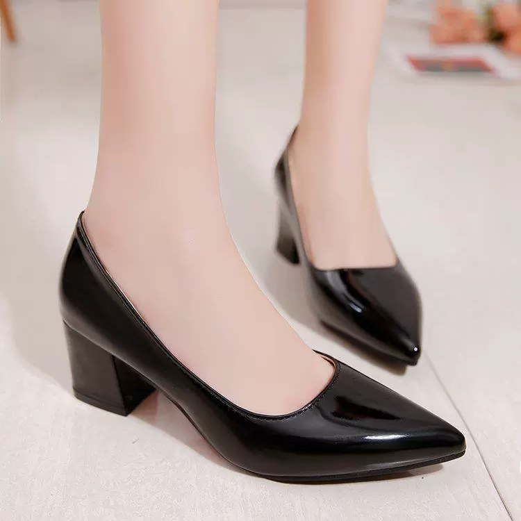 Однослойные Туфли на каблуке 6 см для женщин, Новинка осени 20222, черные рабочие туфли с низким верхом, толстый каблук, однотонные, с низким горлом, размер 33-43