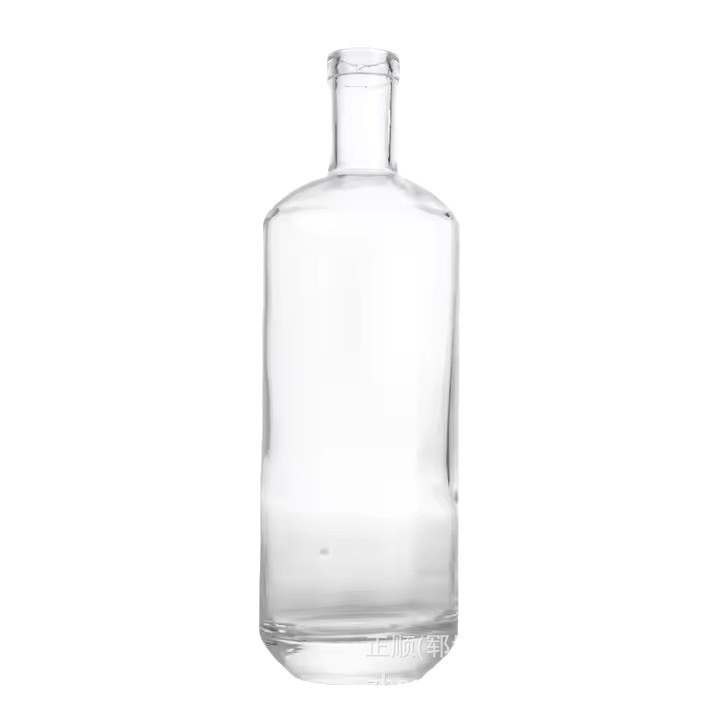 厂家750ml透明玻璃白酒瓶 批发细高平口圆柱长脖形洋酒伏特加空瓶