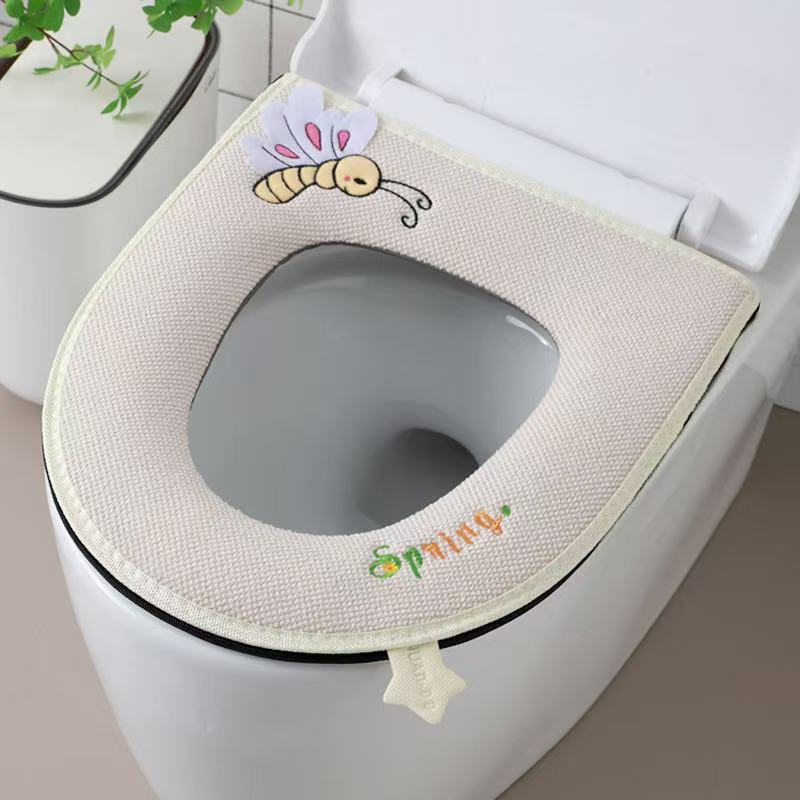 便座パッキンパッド、オールシーズン万能、トイレジッパースタイル便座カバー、トイレパッド、冬用家庭用防水、かわいい|undefined