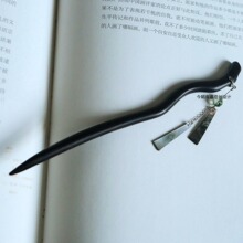有风来信原创新中式黑色贝壳发簪黑檀木盘发饰高级感头饰小众汉服
