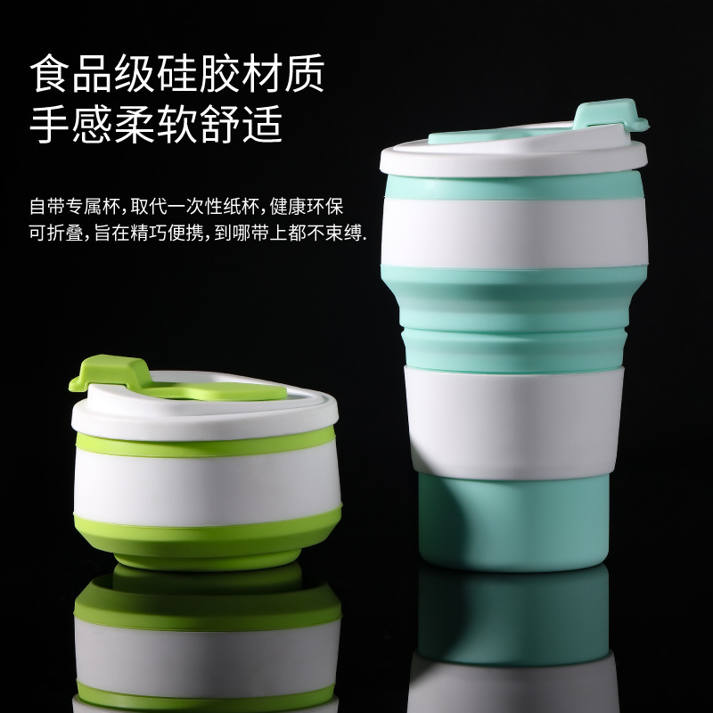 Taza de agua plegable deportiva creativa Taza de agua plegable de silicona Taza retráctil plegable Taza de café Taza de agua portátil al aire libre
