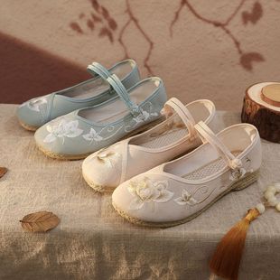 Wanxing 2024 Autumn New Flats-Soled Daily Traditional Cloth Shoes Ancient Style Han Dynasty Shoes Ethnic Style Embroidered Shoes
