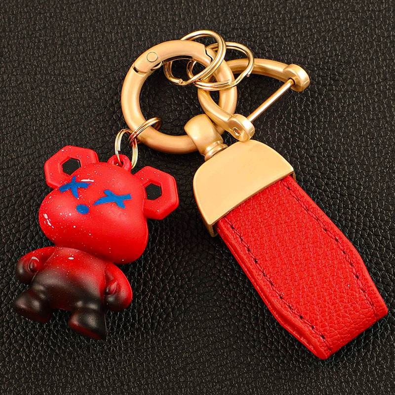 Llavero de coche transfronterizo osito INS macaron color violento llavero colgante bolso colgante llave