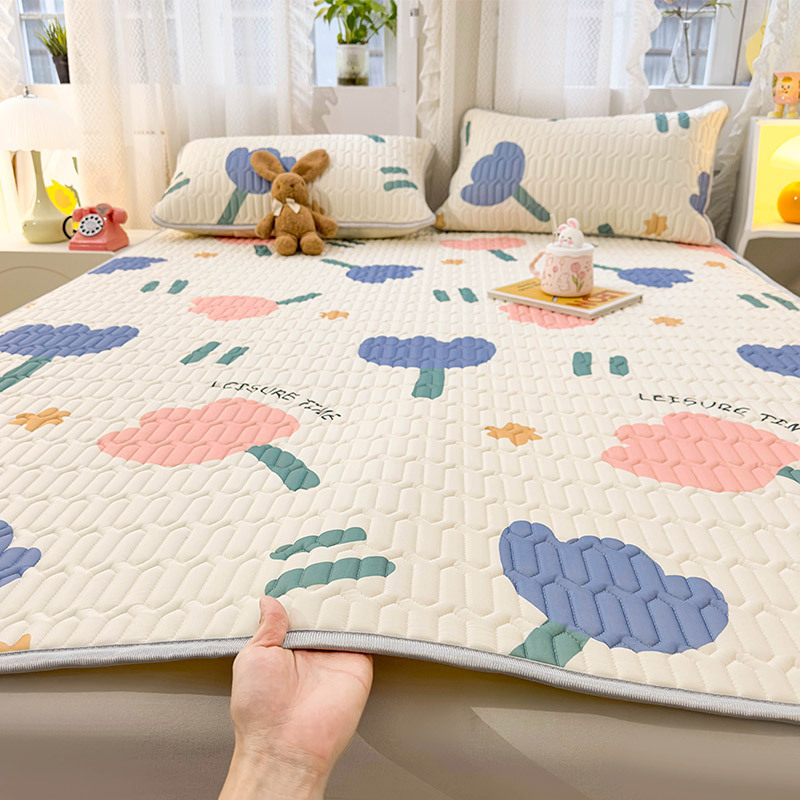 Summer Latex Mat Three-piece Set Ice Silk Single Bed Sheet Household Washable Air Conditioning Soft Mat Single-piece Household Mattress