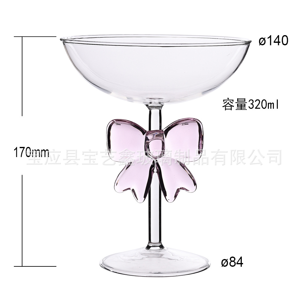 Taza de vidrio de princesa de lazo rosa creativa de estilo ins Taza de leche Taza de desayuno Taza de yogur Taza de jugo
