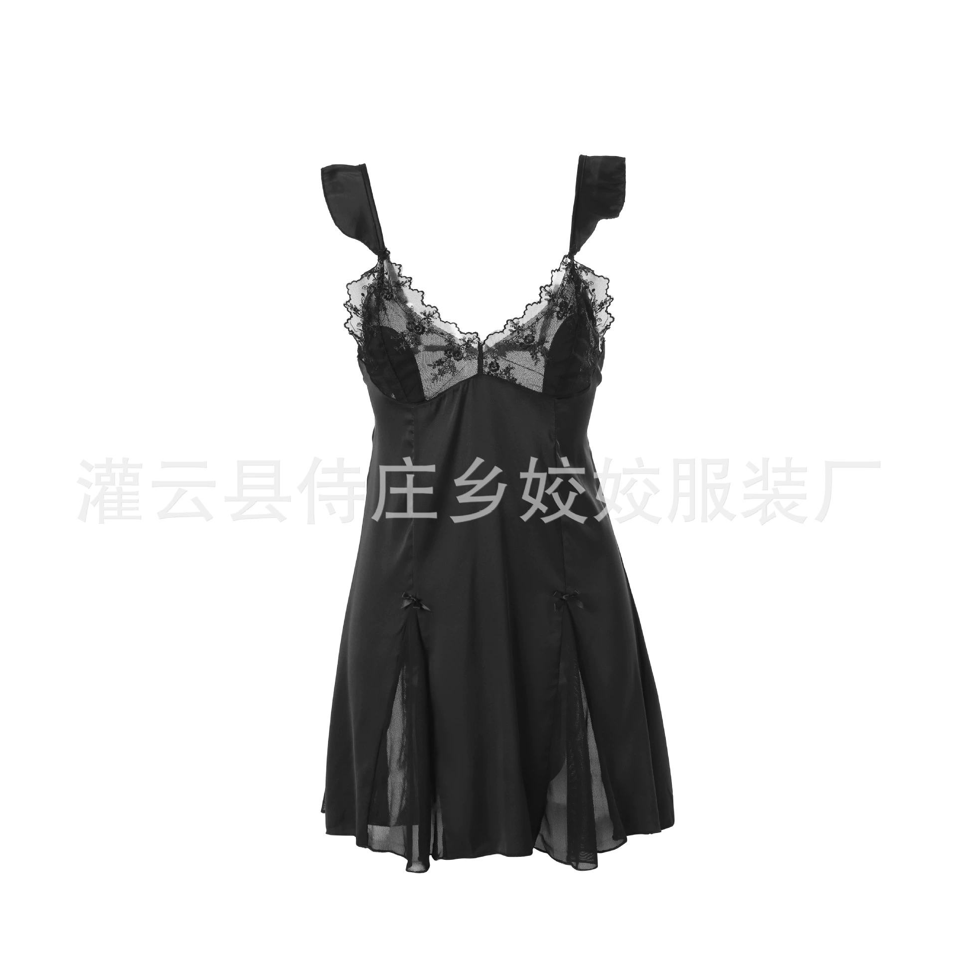 Lace sexy summer pijama, top with cups, backless, strap bra