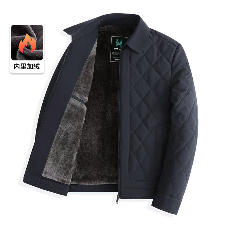 2026 Autumn/Winter Fleece-Lined Thickened Jacket Cotton Coat for Dad, Warm Cotton Jacket for Middle-Aged and Elderly Men, Turn-Down Collar Cotton Outerwear 2026 Autumn/Winter Fleece-Lined Thickened Jacket Cotton Coat for Dad, Warm Cotton Jacket for Middle-Aged and Elderly Men, Turn-Down Collar Cotton Outerwear