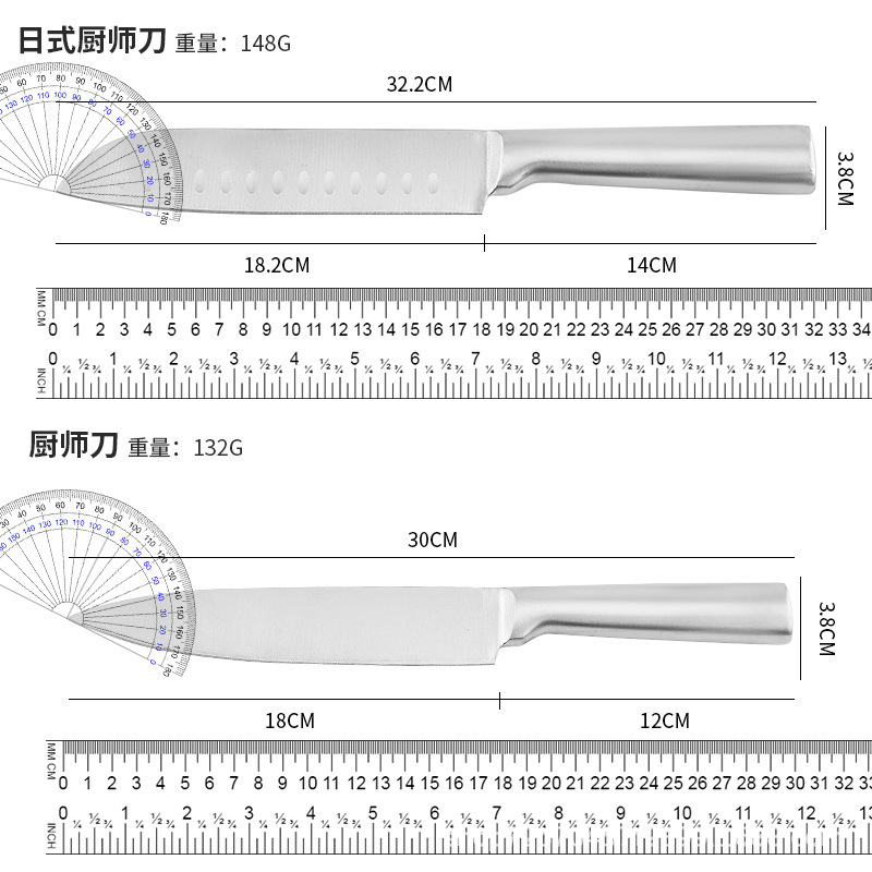 Cuchillo de mango redondo recto conjunto de cuchillo de acero completo de cinco piezas cuchillo de cocina de acero inoxidable cuchillo de cocina cuchillo japonés cuchillo de frutas