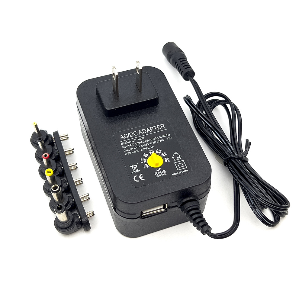 Fuente de alimentación ajustable multifunción 3 - 12V Fuente de alimentación ajustable 36W con puerto USB Función de carga 5V 3 - 12V