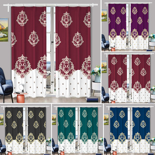 Cross-Border High-Precision Texture Blackout Curtain Fabric Printing Thickened Blackout Sun Protection Punch-Free Curtains
