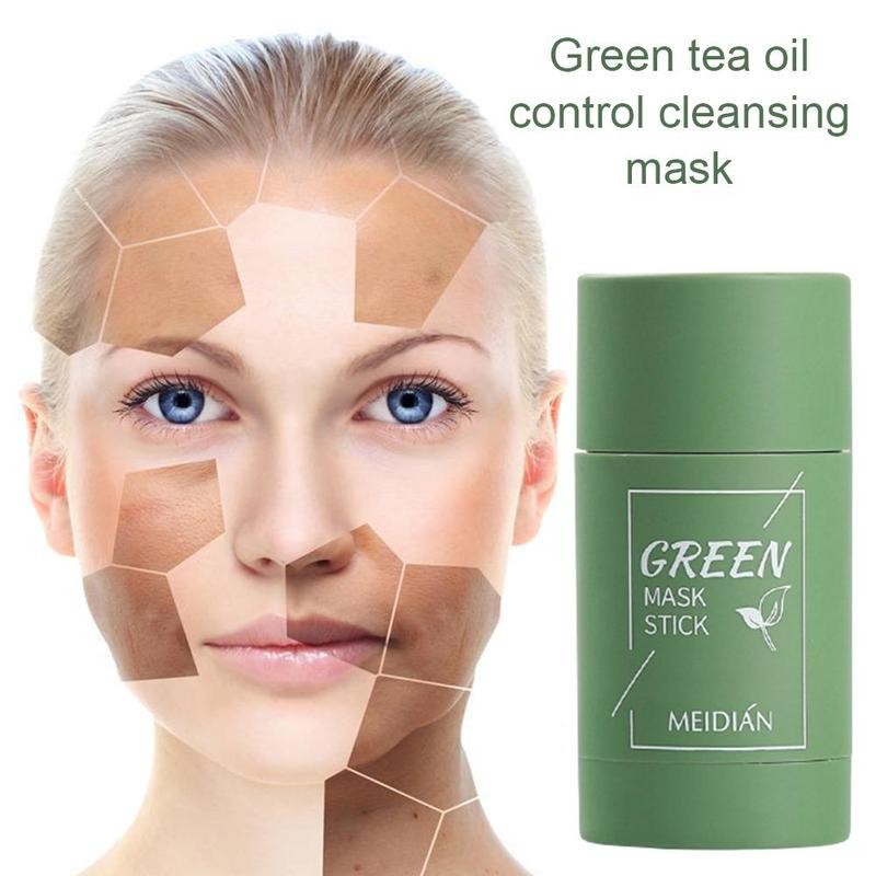 Meidian Green Tea Hydrating Oil Control Cleansing Acne Solid Mask Eggplant Deep Cleansing Pore Stick_voghion.com