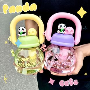 Internet Celebrity Big Belly Cup Plastic Water Kettle Summer Season Straw Cup Large Capacity High-Value Flower Tea Cup Kidsren's Carrying Pot