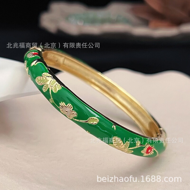 北京エナメルオイルドリップブレスレット、上質な花柄の女性用ブレスレット、紫禁城の旅行のお土産、人気のスポット|undefined