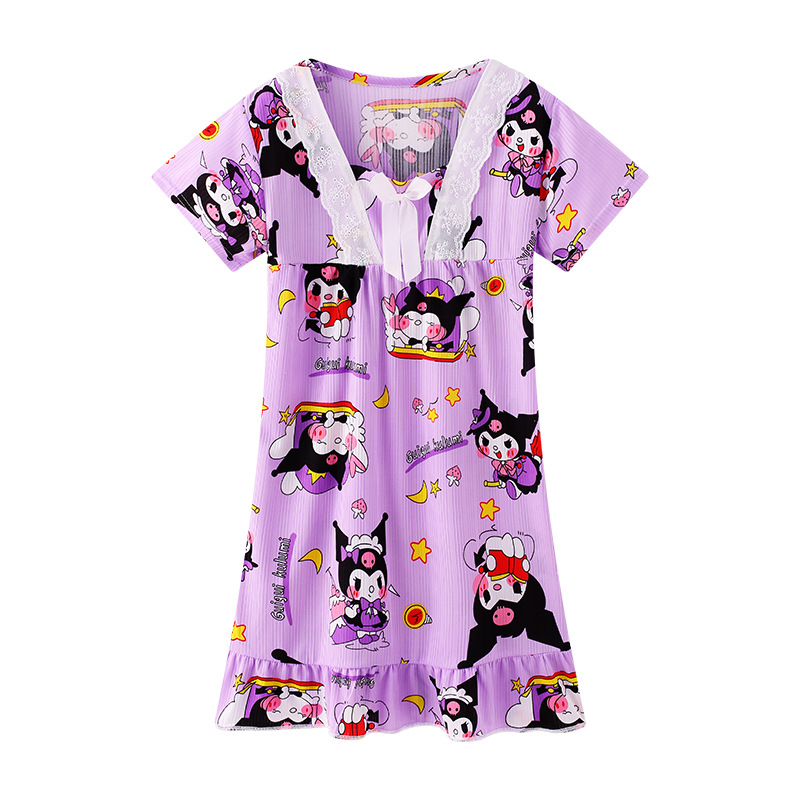 Pijama infantil princesa viento de verano nuevo pijama de niña manga corta Melody vestido de dibujos animados ropa para el hogar