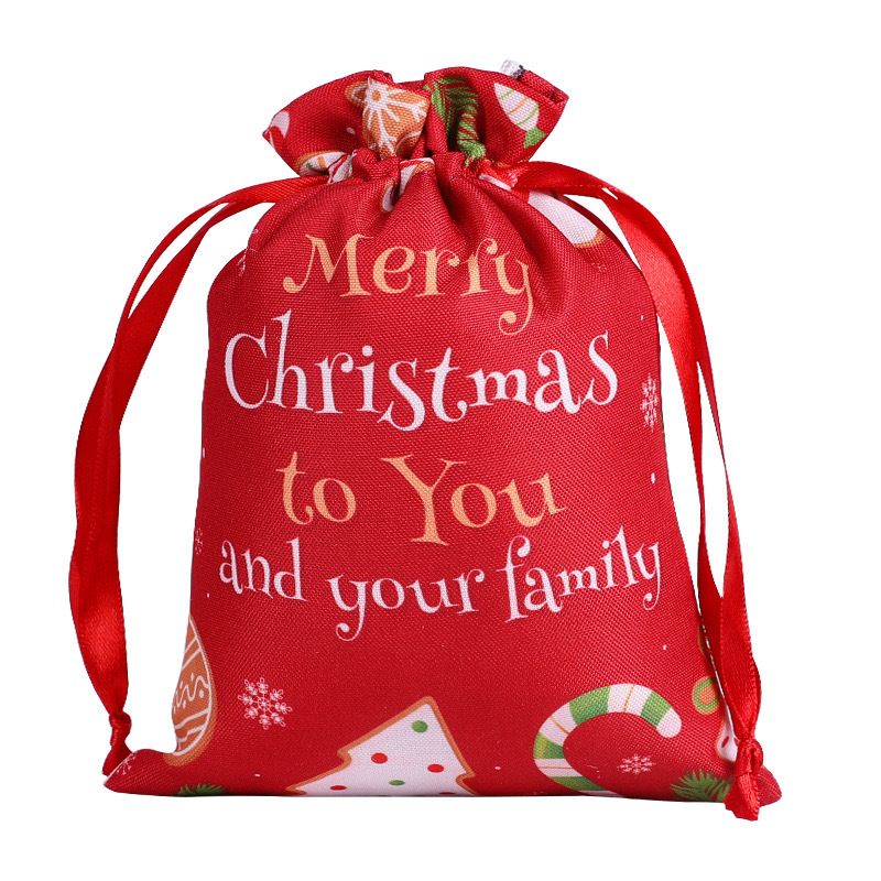 クロスボーダー新しいクリスマスポリエステルデジタルプリント巾着ポケットクリスマスキャンディギフト包装収納装飾バッグ|undefined