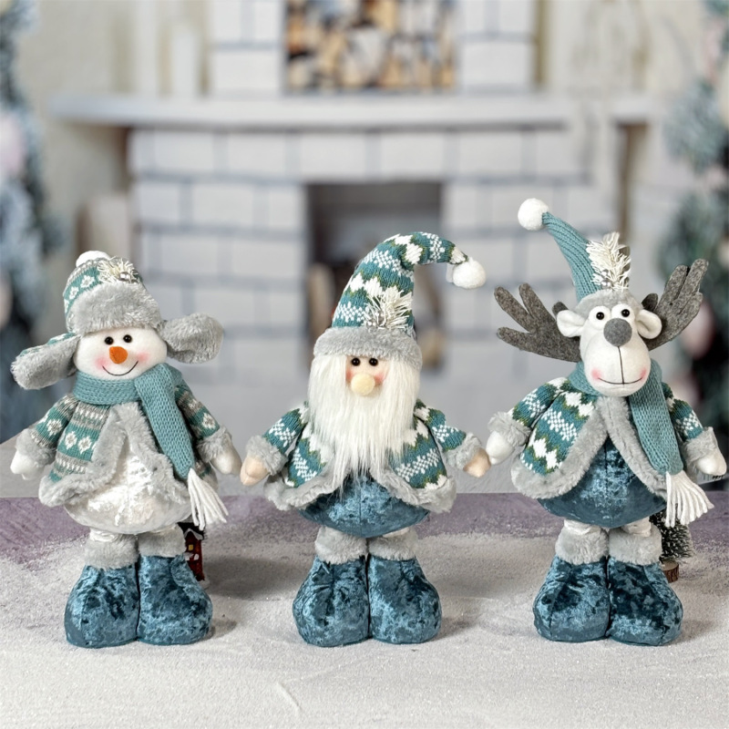 ブルー人形クリスマス装飾格納式サンタクロース雪だるまヘラジカクリスマス人形装飾装飾品卸売|undefined