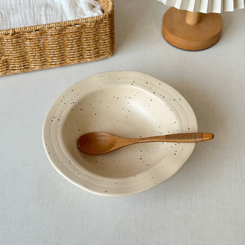 Ins-Style Beige Splash-Ink Ceramic Bowl, Retro Straw Hat Bowl, Soup Bowl, Fruit Bowl, Large Capacity Breakfast Bowl, Salad Pasta Bowl Ins-Style Beige Splash-Ink Ceramic Bowl, Retro Straw Hat Bowl, Soup Bowl, Fruit Bowl, Large Capacity Breakfast Bowl, Salad Pasta Bowl