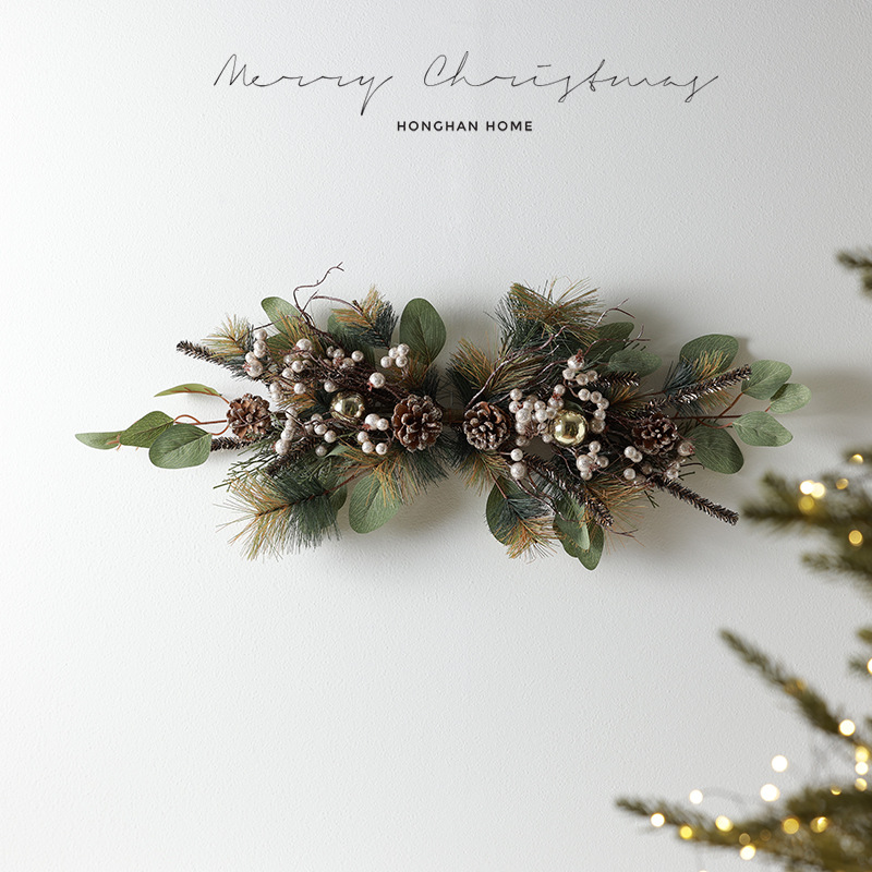 Decoraciones navideñas, accesorios de tiro, colgador de pared navideño, corona navideña nórdica, puerta, colgador de ratán, decoración de la escena de la ventana