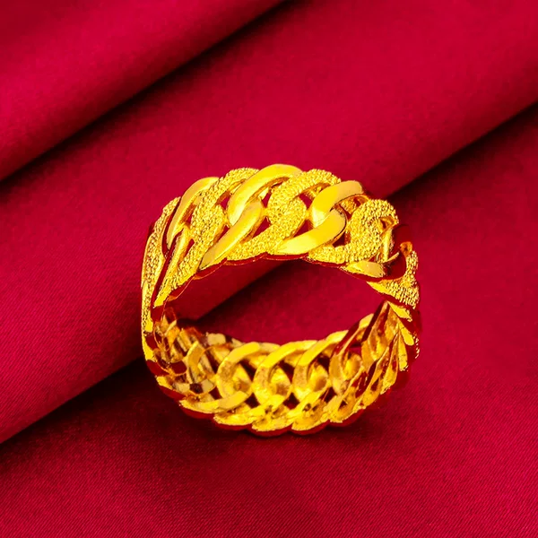 Vietnam Sand Gold Couple Men's and Women's Twist Ring Closed Girl's Ring Men's Closed Twist Ring