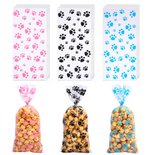Opp Flat Flap Pocket Pants Transparent Printed Bag Candy Bag Puppy Footprint Food Packaging Bag Sealing Silk Bag Wholesale