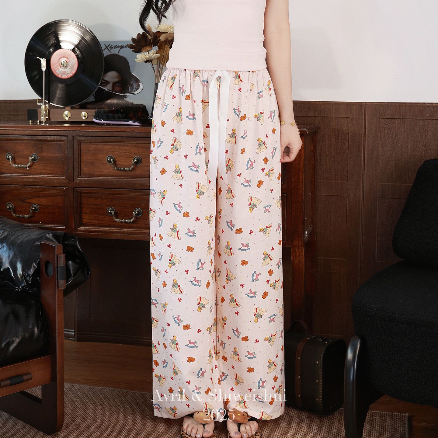 Cotton Silk Home Pajamas for Women, Summer Artificial Cotton Thin Casual Pants That Can Be Worn Outside, Anti-Mosquito Large Size Walking Air-Conditioned Pants