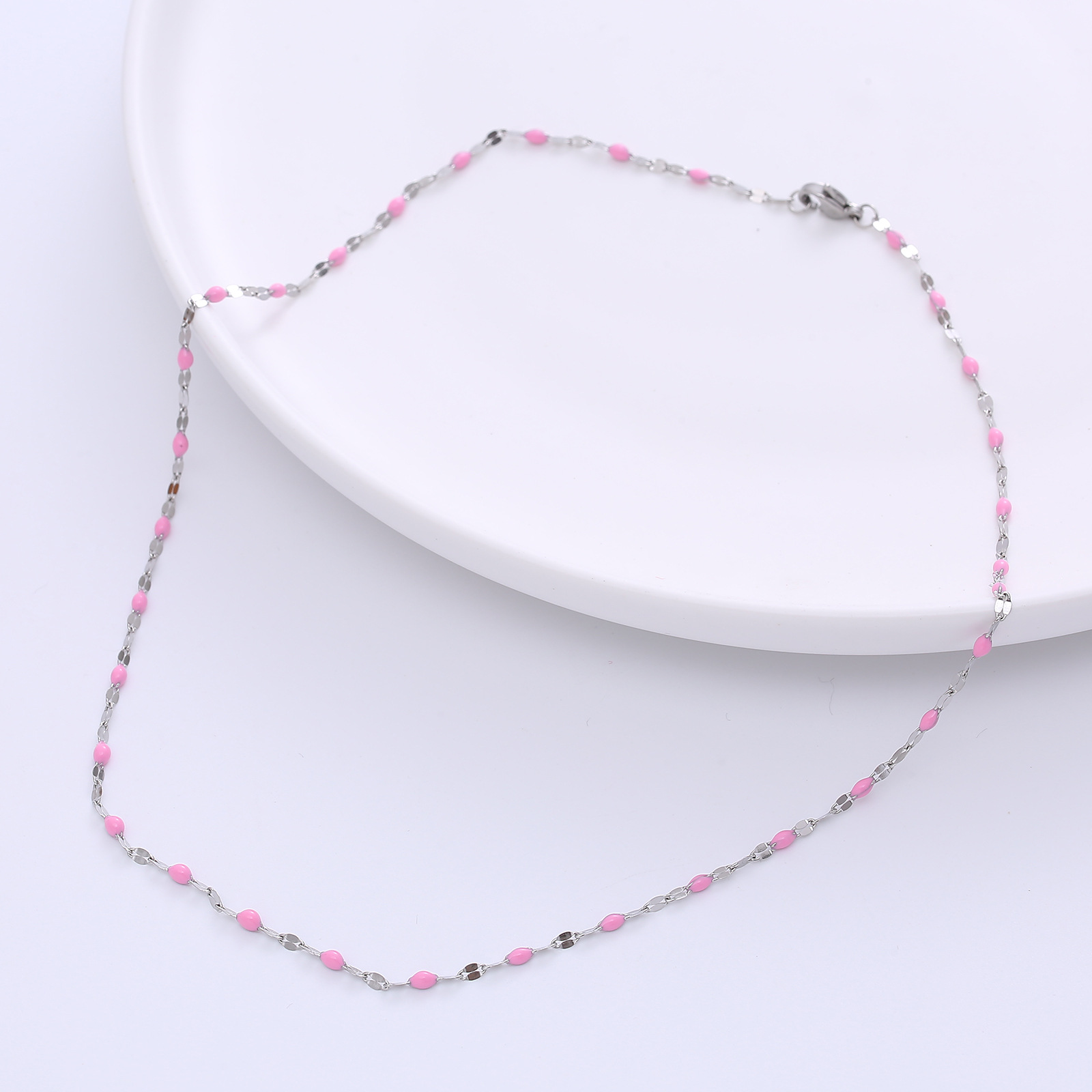 Simple Style Geometric Stainless Steel Epoxy Chain Necklace