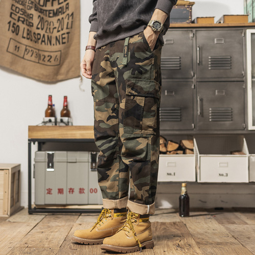 Spring Japanese work pants retro casual men's loose camouflage pants trendy wide-leg long pants