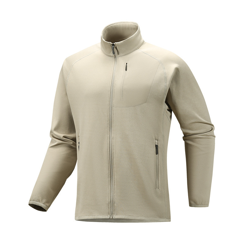 New Autumn and Winter Men's Jacket Outdoor Sports Cardigan Trendy Fitness Top Fleece-Lined Stand Collar Versatile Coat