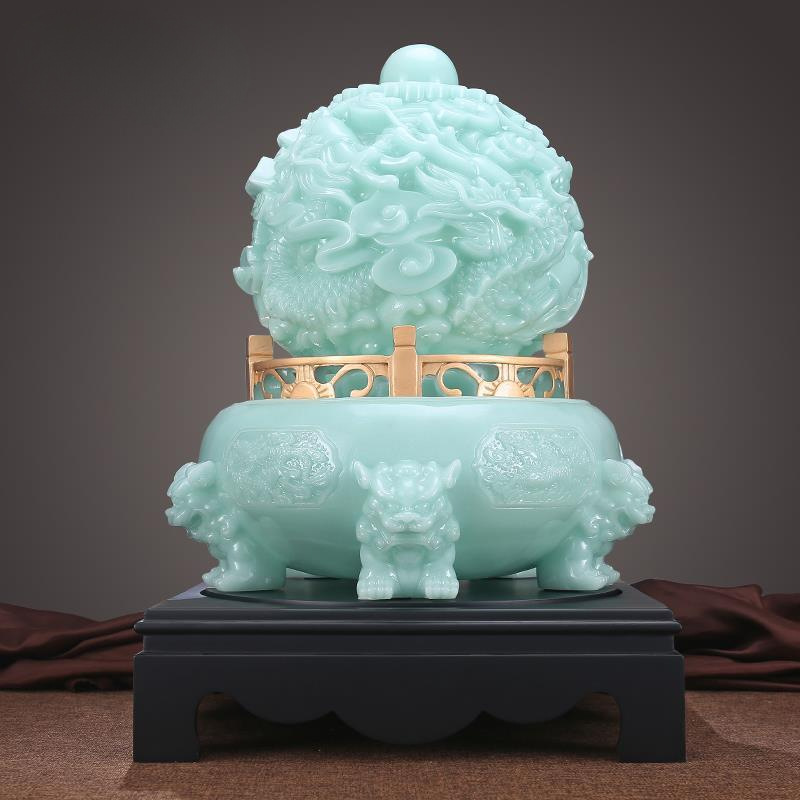 招财九转乾坤鼎摆件仿玉石入户玄关客厅电视柜办公室开业礼物高档
