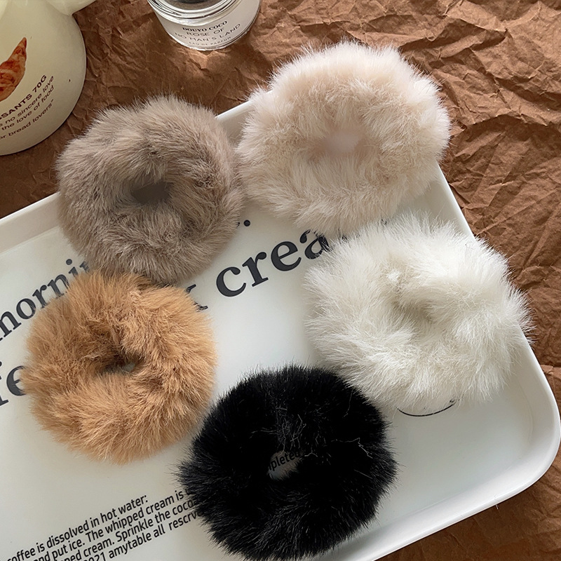 Otoño e invierno felpa intestino grueso banda de pelo hembra Corea del Sur red Alta Cola de Caballo cuerda de pelo lazo de pelo banda de goma pelota cuerda de pelo