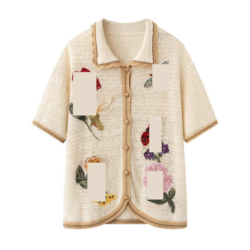 Shenzhen Nanyou 2026 Cardigan Summer Crochet Sweater Insect Floral Trendy Retro Knitwear U Brand