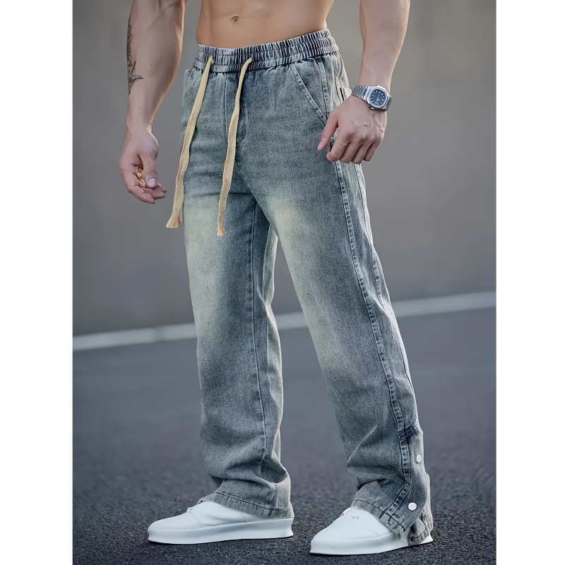 Men's Wide-Leg Pants, Loose Fit, Suitable for Young People, All-Season Wear, Comfortable Harem Jeans Men's Wide-Leg Pants, Loose Fit, Suitable for Young People, All-Season Wear, Comfortable Harem Jeans