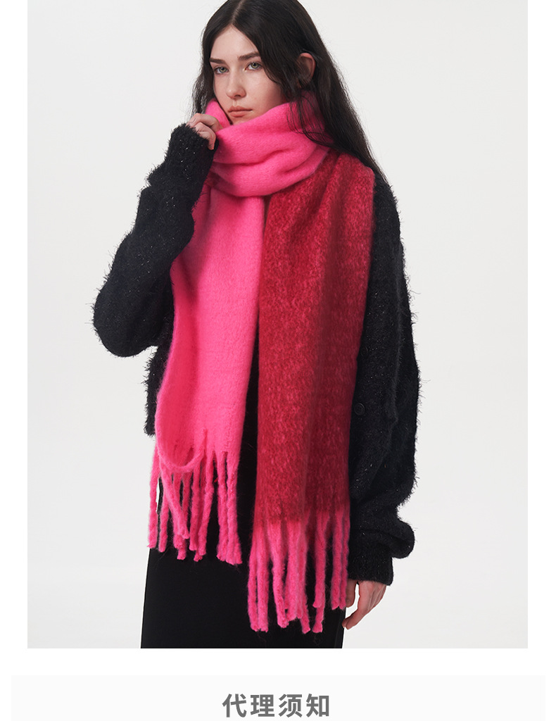 Nuova sciarpa in cashmere imitazione calda a due colori per autunno e inverno, sciarpa in mohair morbido e caldo spesso da donna_voghion.com