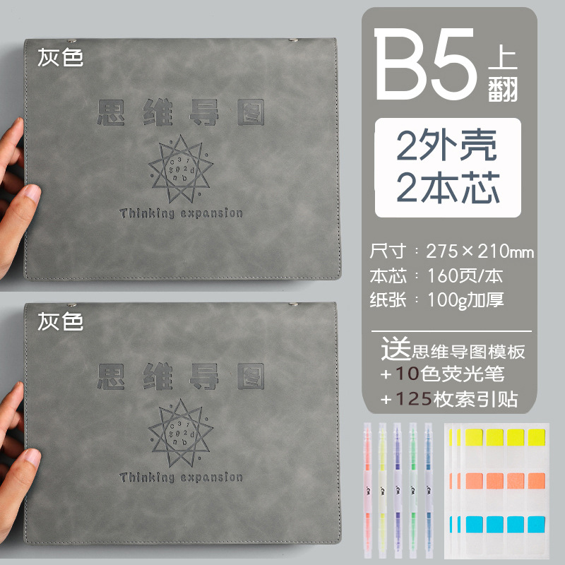 Mapa de la mente cuaderno a4B5 cuaderno de hojas sueltas desmontable estudiante simple examen de ingreso de posgrado Aprendizaje de cuero suave en stock al por mayor