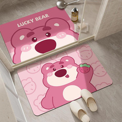 Cartoon Strawberry Bear Home Use Diatomaceous Earth Mat Bathroom Mat Toilet Water Absorbent Foot Mat Entrance Door Mat Dropshipping
