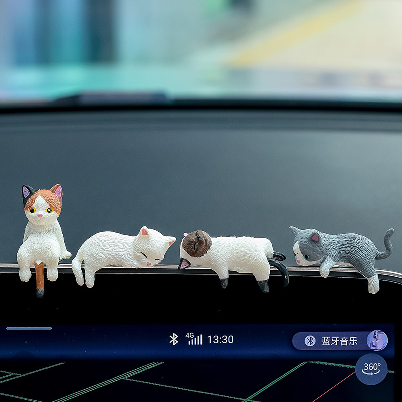 Car ornaments mini cat snooze little lazy cat center console screen decoration rearview mirror lie prone doll car ornaments