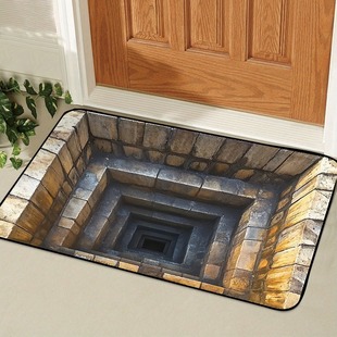 Cross-Border Temu Labeling Trap Floor Mat for Entrance and Entry, Stain-Resistant, Non-Slip, Easy to Care For, 3D Visual Cut Out Absorbent Floor Mat