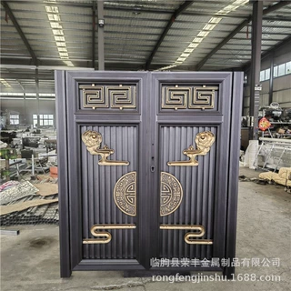 定制中式别墅大门农村自建房铝艺大门双开门新中式庭院铝合金大门
