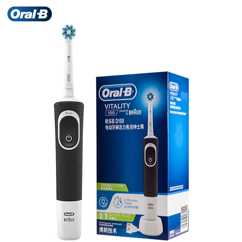 Немецкая OralB/OralB электрическая зубная щетка типа D100, индукционная зарядка, маленькая круглая головка, вращающаяся зубная щетка, белая