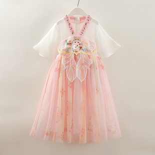 Girls' Embroidered Children's Hanfu Confucian Dress Summer Antique Boutique Hanfu Confucian Dress Summer Butterfly Rabbit Hanfu