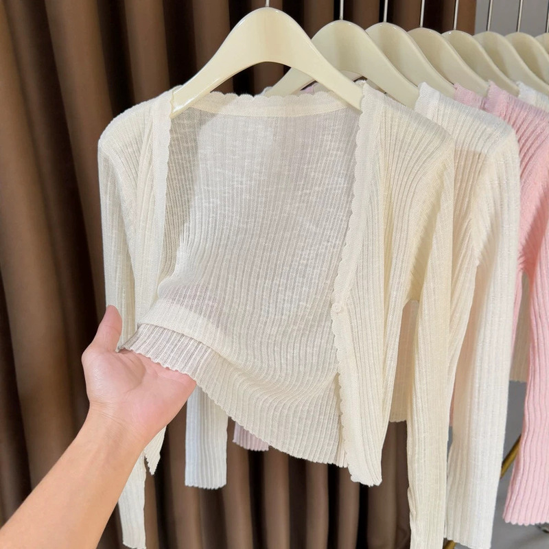 Ice Silk Knitted Cardigan for Women 2026 New Style Paired with a Slip Dress, High-End Shawl, Sun-Protective Small Cape Cover-Up Ice Silk Knitted Cardigan for Women 2026 New Style Paired with a Slip Dress, High-End Shawl, Sun-Protective Small Cape Cover-Up