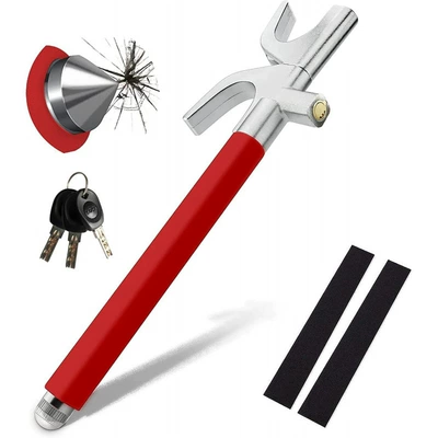 Car lock Lock, Multifunctional Adjustable Telescopic - red-with-cone