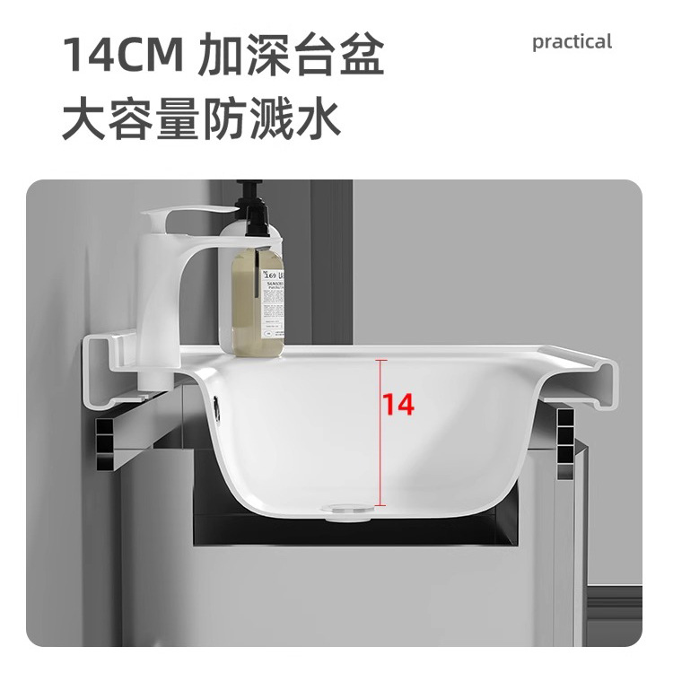 Gabinete de baño de aluminio del espacio combinación lavabo de baño integrado cerámica Placa de roca