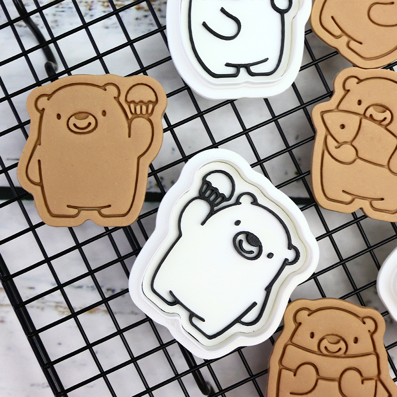 Molde de galletas de oso animal para hornear de fiesta Molde de horneado de bricolaje 3D molde de corte de galletas de glaseado de prensa tridimensional image 3