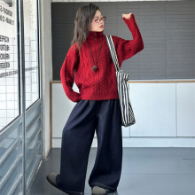 大童秋冬高领毛衣2025新款女童冬装针织衫上衣百搭洋气加绒裤子