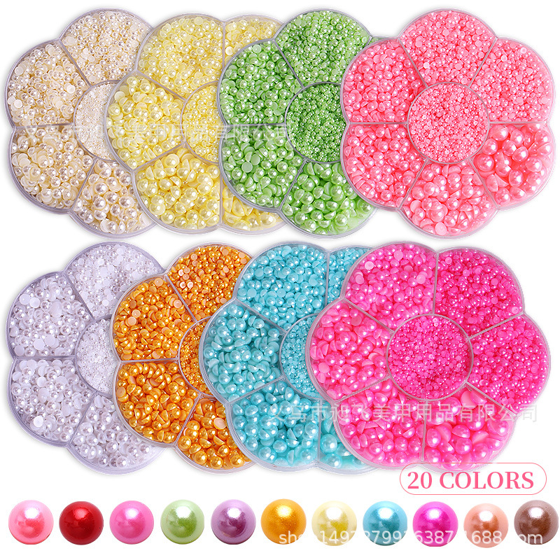 20色パールネイルアクセサリー7格梅の花ボックスカラー半円真珠アクセサリー2/3/4/5/6/8/10mm|undefined