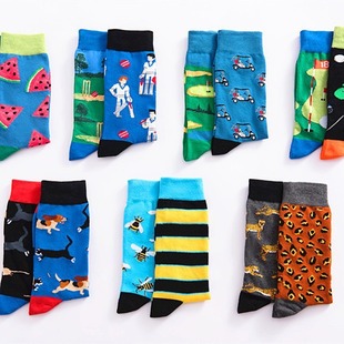 Cotton personality yin and yang socks manufacturers trend men's cotton socks trend multi LOGO left and right foot socks cross-border supply cartoon socks