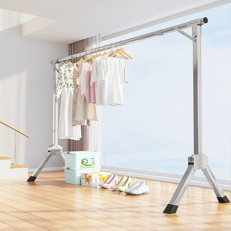 Manufacturer Wholesale Clothes Drying Rack Floor-Standing Telescopic Folding Household Clothes Drying Rack Bedroom Clothes Rack Dormitory Balcony Clothes Drying Rack