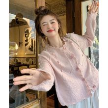 开衫女长袖针织衫上衣春秋季毛衣外套款宽松毛球早春甜美可爱穿搭